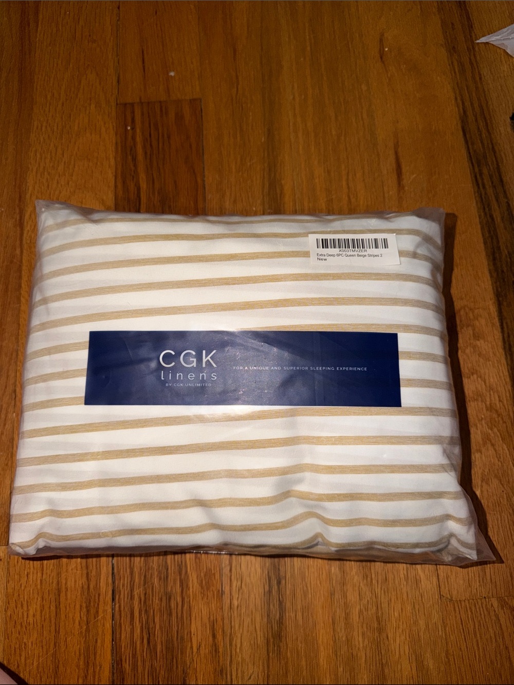 Queen Beige & White Striped sheet set
